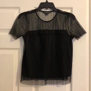 Black, pleated sheer top